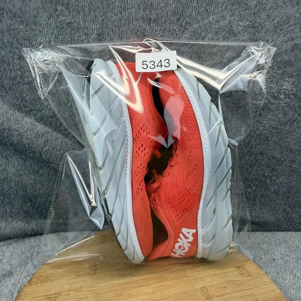 Hoka One One Clifton 7 Shoes Womens Size 9 Orange Running Sneakers 1110509 HCWH